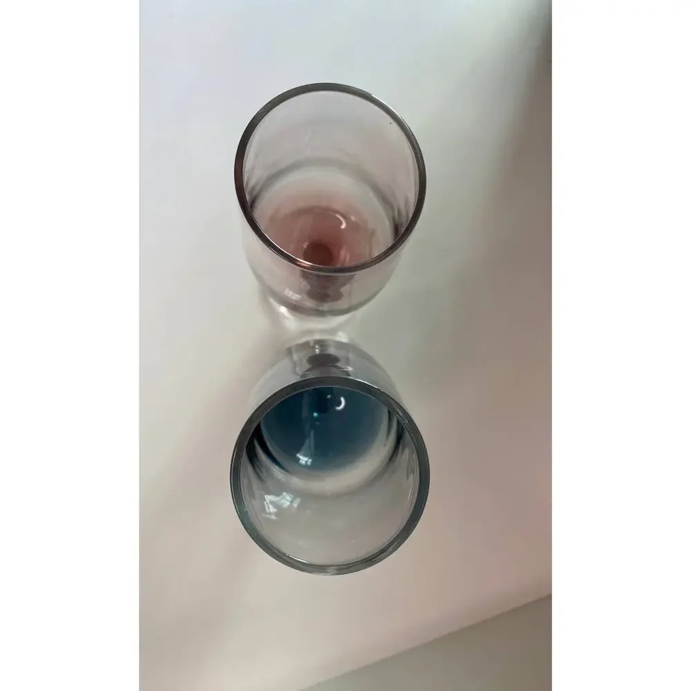 Vintage Champagne glasses red and blue, set of 2